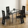 5 Pieces Dining Table Set for 4; Kitchen Room Tempered Glass Dining Table; 4 Chairs; Black; Table legs are black (Replacement code 13029118KB)