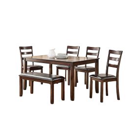 Modern 6 Piece Dining Set; Brown