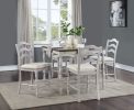 ACME Bettina 5PC COUNTER HEIGHT TABLE SET Beige Fabric; Antique White & Weathered Oak Finish DN01439