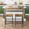 Modern 3-Piece Bar tabies and chairs Set with 2 Chairs for Dining Room; Black Frame+Brown panel