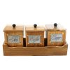 WILLART Handcrafted Teak Wood Antique Look Tea Coffee Sugar 3 Container Set in Wooden Tray â€“ Container with Lids (Dimension : 13.50 x 5.50 x 6 Inch)