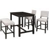 TOPMAX 2 Pieces Rustic Wooden Counter Height Upholstered Dining Chairs for Small Places; Espresso+ Beige