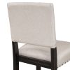 TOPMAX 2 Pieces Rustic Wooden Counter Height Upholstered Dining Chairs for Small Places; Espresso+ Beige