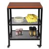 3-Tier Kitchen Microwave Cart, Rolling Kitchen Utility Cart, Standing Bakers Rack Storage Cart with Metal Frame for Living Room Brown