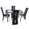 5 Pieces Dining Table Set for 4; Kitchen Room Tempered Glass Dining Table; 4 Chairs; Black; Table legs are black (Replacement code 13029118KB)