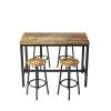 Modern 5-Piece Dining Table Set with 4 Chairs for Dining Room; Black Frame+Brown panel