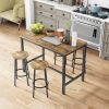 Modern 5-Piece Dining Table Set with 4 Chairs for Dining Room; Black Frame+Brown panel