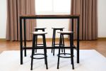 Modern 5-Piece Dining Table Set with 4 Chairs for Dining Room; Black Frame+Brown panel