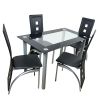 5 Pieces Dining Table Set for 4; Kitchen Room Tempered Glass Dining Table; 4 Chairs; Black; Table legs are black (Replacement code 13029118KB)