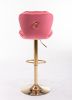 Set of 2 Bar Stools; with Chrome Footrest and Base Swivel Height Adjustable Mechanical Lifting Velvet + Golden Leg Simple Bar Stool-pink