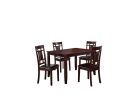 Modern Contemporary 5pc Dining Set Espresso Finish Unique Eyelet Back 4x Chairs Cushion Seats