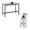 Bar Table Set with 4 Bar stools PU Soft seat with backrest (Grey; 47.24''w x 23.62''d x 35.43''h)