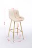 30 inch Set of 2 Bar Stools; with Chrome Footrest Velvet Fabric Counter Stool Golden Leg Simple High Bar Stool; CREAM