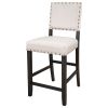 TOPMAX 2 Pieces Rustic Wooden Counter Height Upholstered Dining Chairs for Small Places; Espresso+ Beige