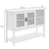 130*38*89.2cm Transparent Sliding Double Doors Double Inner Compartments With Bottom Storage Rack Sideboard Classical White