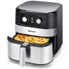 1700W 5.3 QT Electric Hot Air Fryer with Stainless steel and Non-Stick Fry Basket