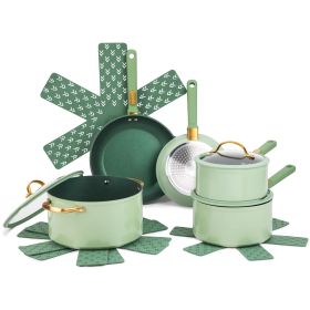 Non-Stick 12-Pieces Cookware Set (Actual Color: Green)