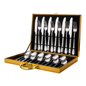 Elegant Western High-End Stainless Steel Tableware 24 Piece Set (Color: Primary Color)