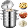 Kitchen Supplise Glass Lid Multi Tiers Kitchen Pan Cookware Stainless Steel Steamer Set