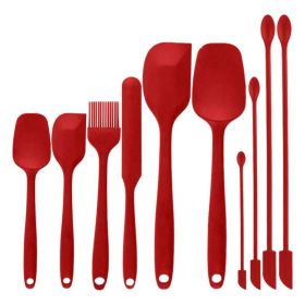 Cooking Baking 10 PCS Spatula Set High Heat Resistant Kitchen Utensil Set (Color: Red)