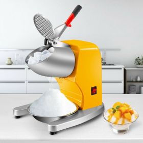 Commercial Electric Dual Blade Snow Cone Granizing Machine With Free Tray Home Icy Drink Smoothie Maker (Color: Yellow)