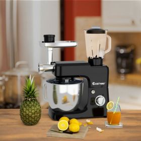 3-in-1 Multi-functional 6-speed Tilt-head Food Stand Mixer (Color: Black)