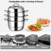 Kitchen Supplise Glass Lid Multi Tiers Kitchen Pan Cookware Stainless Steel Steamer Set