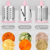 1pc; Rotary Cheese Grater; Kitchen Mandoline Vegetable Slicer With 3 Interchangeable Blades