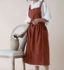 Women's Kitchen Cooking Aprons with Pockets Waterproof Crossback Linen Apron for Baking Gardening